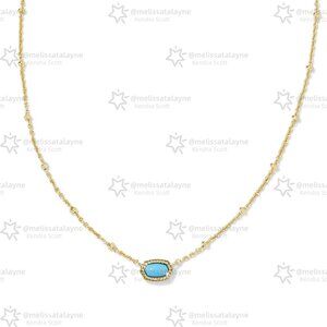 Mini Elisa Gold Satellite Short Pendant Necklace in Turquoise Magnesite
